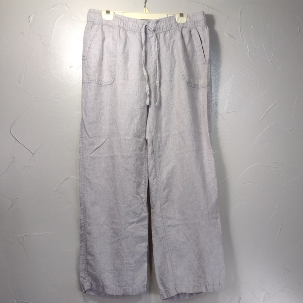Jones New York Light Gray Linen Wide Legg Pants XL